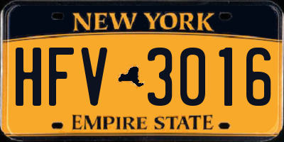 NY license plate HFV3016