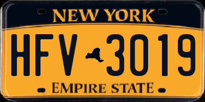 NY license plate HFV3019