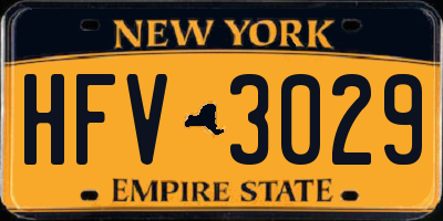 NY license plate HFV3029