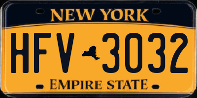 NY license plate HFV3032