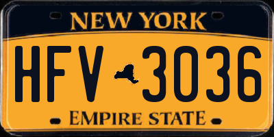 NY license plate HFV3036