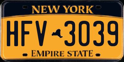 NY license plate HFV3039