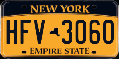NY license plate HFV3060