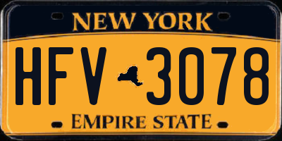 NY license plate HFV3078