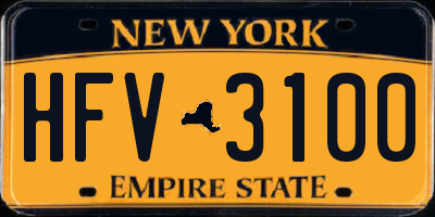 NY license plate HFV3100