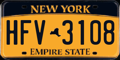 NY license plate HFV3108