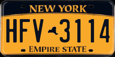 NY license plate HFV3114