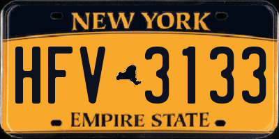 NY license plate HFV3133