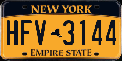 NY license plate HFV3144