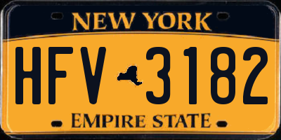 NY license plate HFV3182