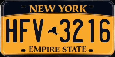 NY license plate HFV3216