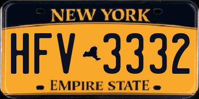 NY license plate HFV3332