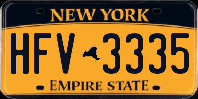 NY license plate HFV3335