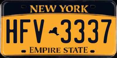 NY license plate HFV3337