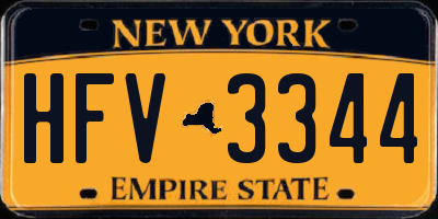 NY license plate HFV3344