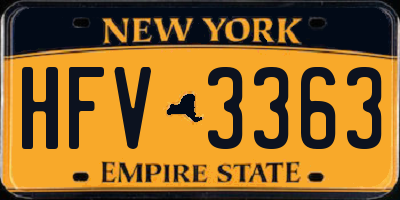 NY license plate HFV3363