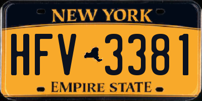 NY license plate HFV3381