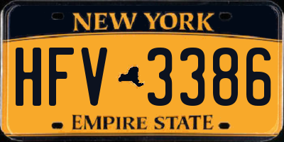 NY license plate HFV3386