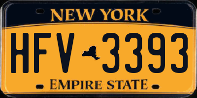 NY license plate HFV3393