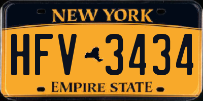 NY license plate HFV3434