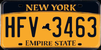 NY license plate HFV3463