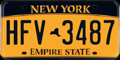 NY license plate HFV3487