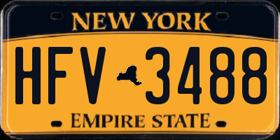 NY license plate HFV3488
