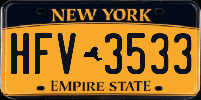 NY license plate HFV3533