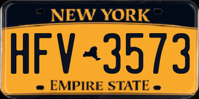 NY license plate HFV3573