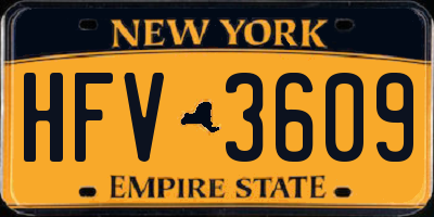 NY license plate HFV3609