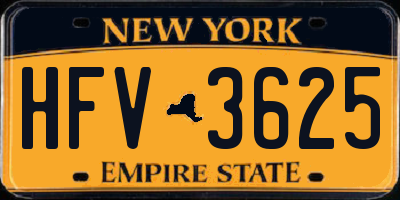 NY license plate HFV3625
