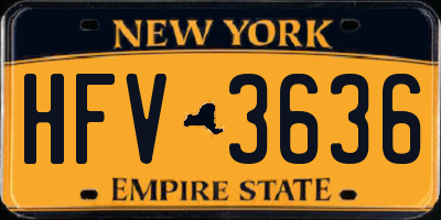 NY license plate HFV3636