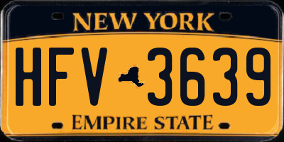 NY license plate HFV3639