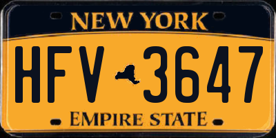 NY license plate HFV3647