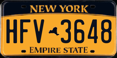 NY license plate HFV3648