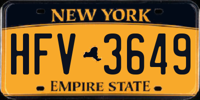 NY license plate HFV3649