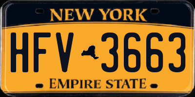 NY license plate HFV3663