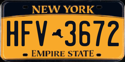 NY license plate HFV3672
