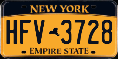 NY license plate HFV3728