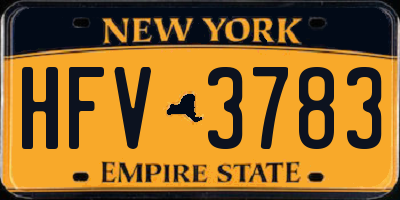 NY license plate HFV3783