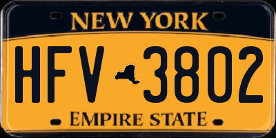 NY license plate HFV3802