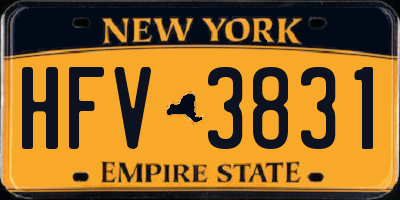 NY license plate HFV3831