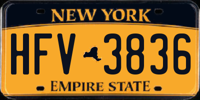 NY license plate HFV3836