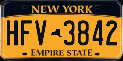 NY license plate HFV3842