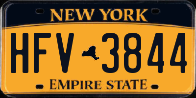 NY license plate HFV3844