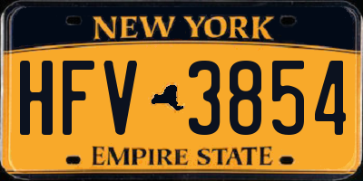 NY license plate HFV3854