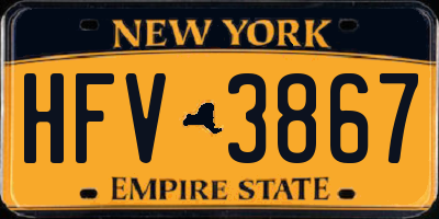 NY license plate HFV3867