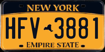 NY license plate HFV3881