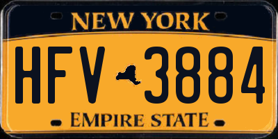 NY license plate HFV3884