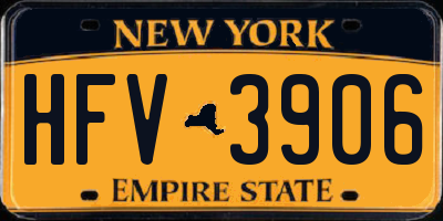 NY license plate HFV3906